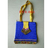 Blue handmade Banjara Embroidered Handbag Kuchi Tribal Bag.